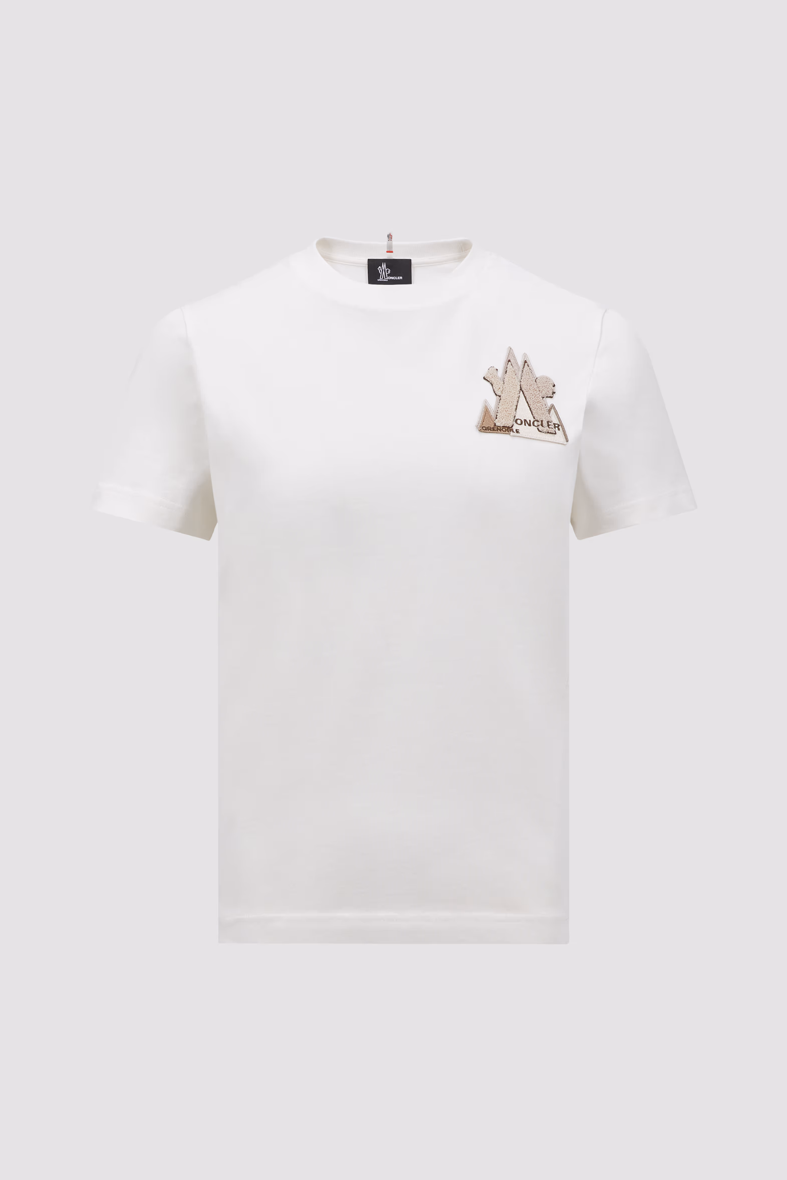 Mountain Logo Patch Cotton T-Shirt Women White Moncler 2